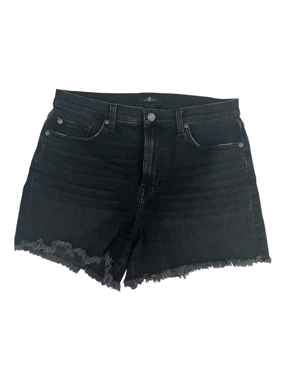 7 For All Mankind Black Frayed Hem Denim Shorts with Stretch size 31